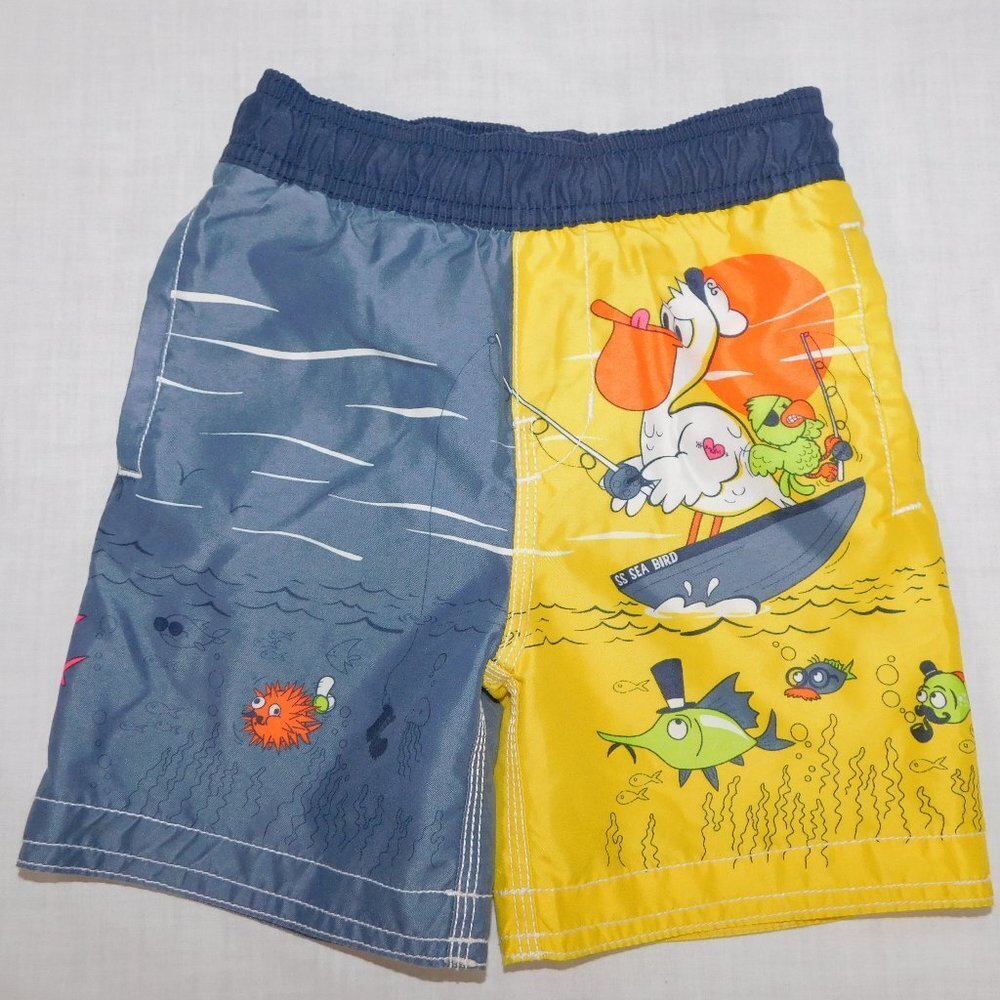 The Childrens Place Fish Pelican board  Shorts Bathing Suit Toddler Boy 2T Swim